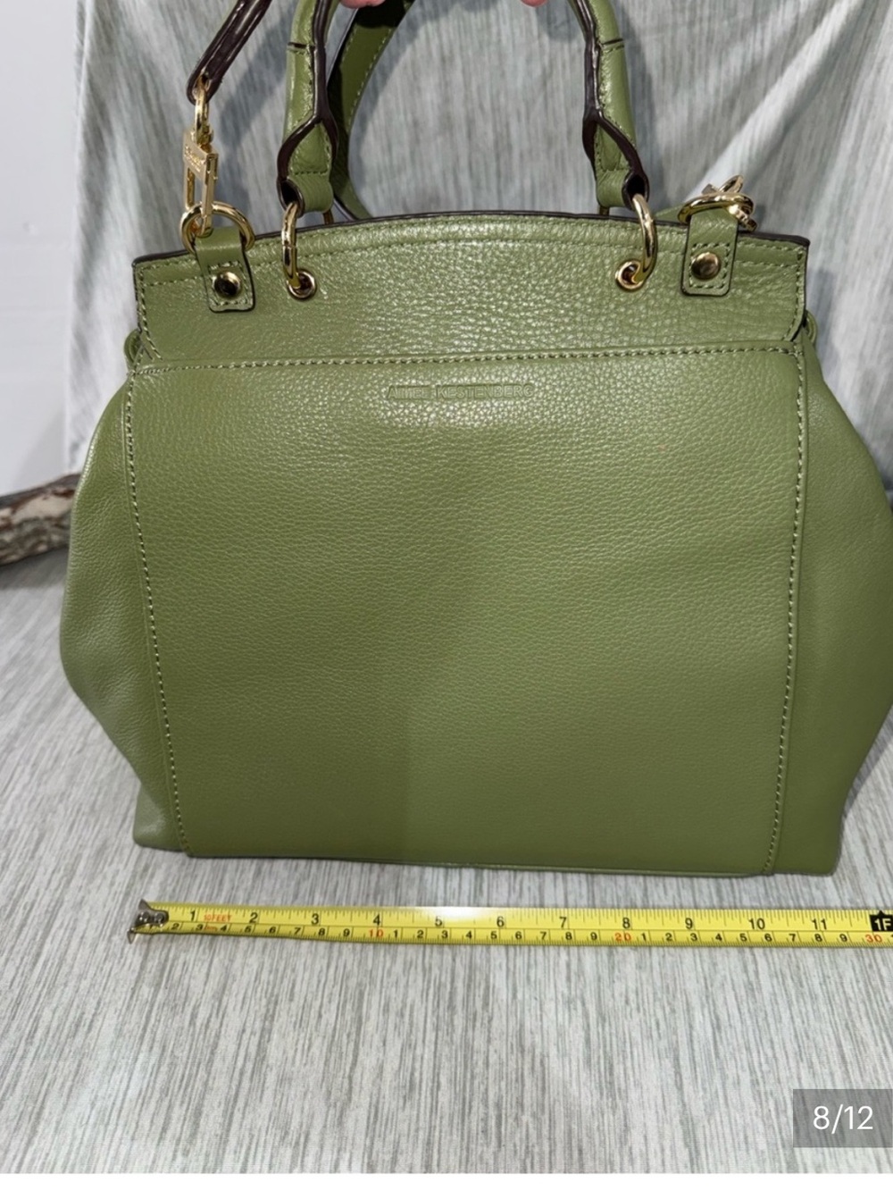 Aimee Kestenberg Olive Green Quilted Leather Satchel with Gold Hardware - Picture 8 of 11